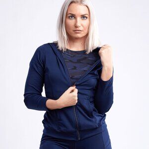 Callisto Collection Fitted Zip-Up Hoodie Jacket Navy Small Medium